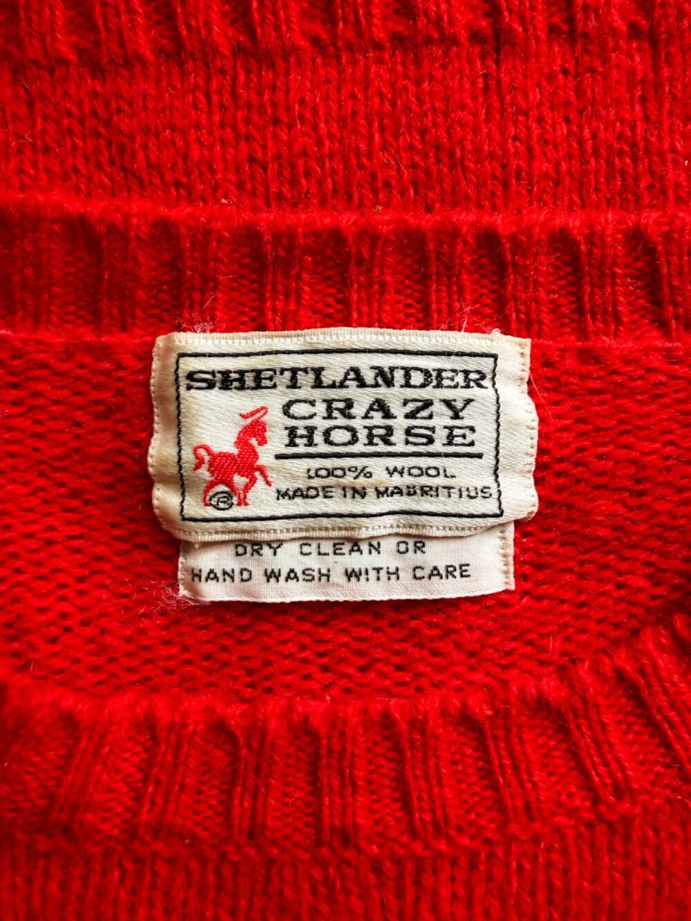 Vintage Bright Red Lambswool Sweater by Shetlander - Picture 5 of 5